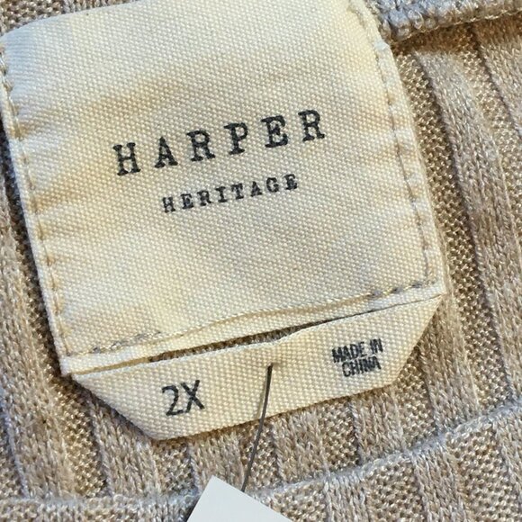 Harper Heritage Ribbed Mini Dress Long Sleeve Tan 2X - Picture 5 of 9